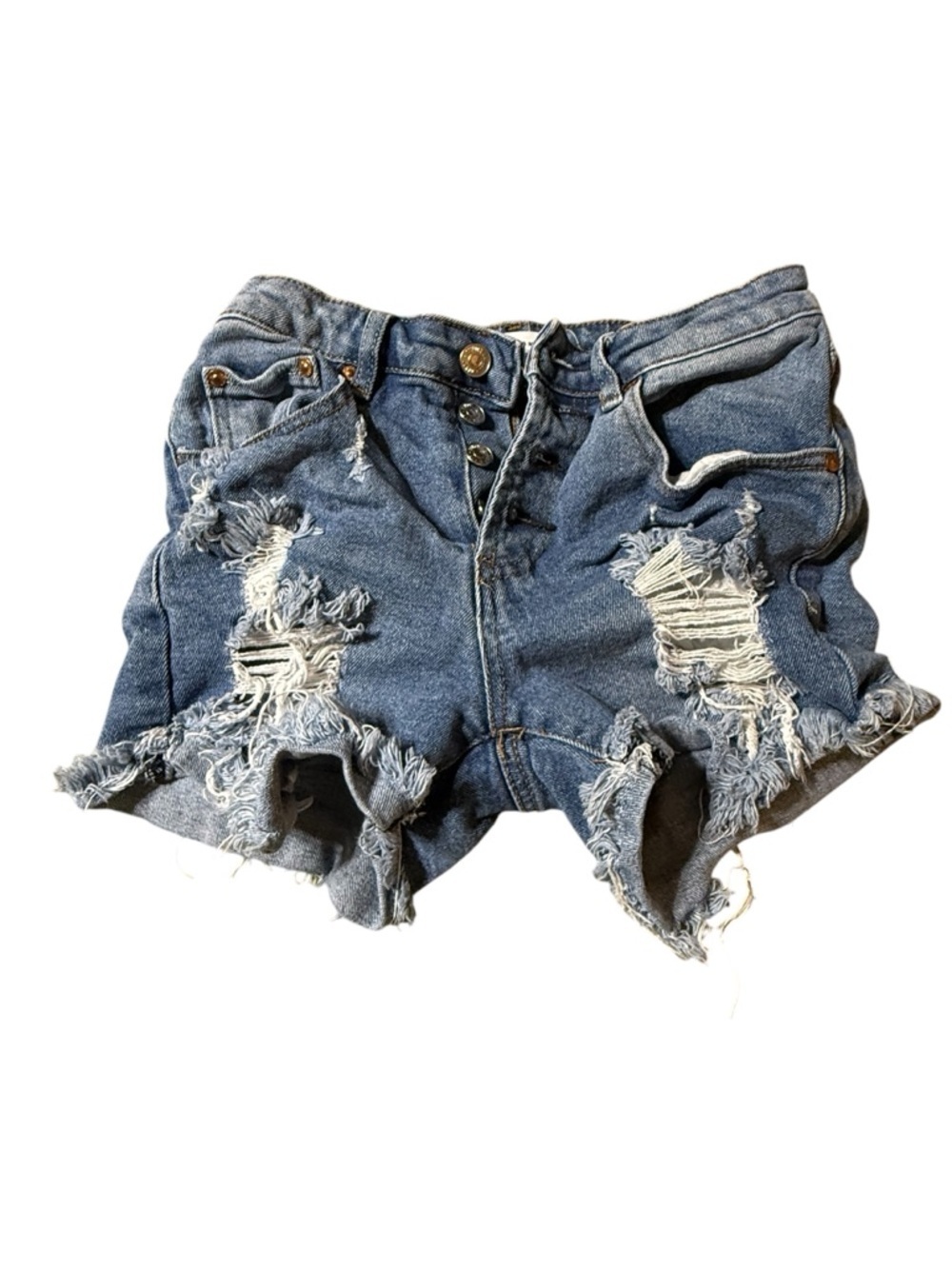 Y2K Almost Famous Micro Mini Jean Shorts Distressed Raw Hem Sz 0 Low Rise